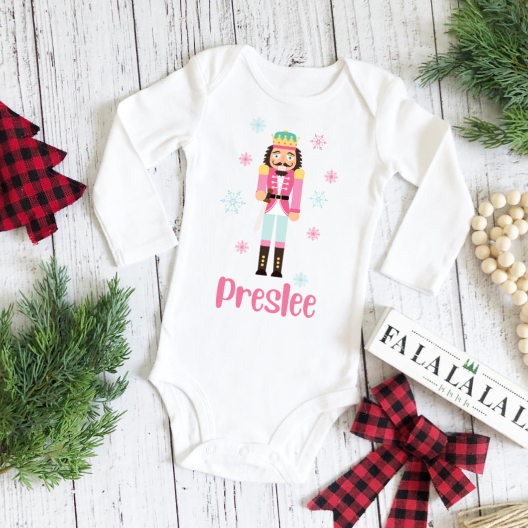 Baby Girl Personalized Christmas Bodysuit - Nutcracker