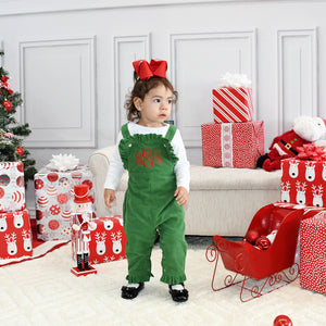 Monogrammed Girls Christmas Outfit- Green