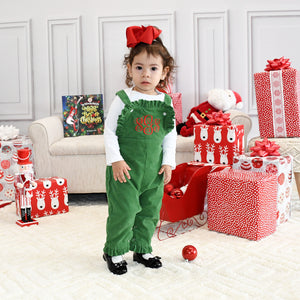 Monogrammed Girls Christmas Outfit- Green