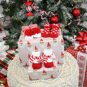 Baby Christmas Sock 3 Pack- Red & White Set