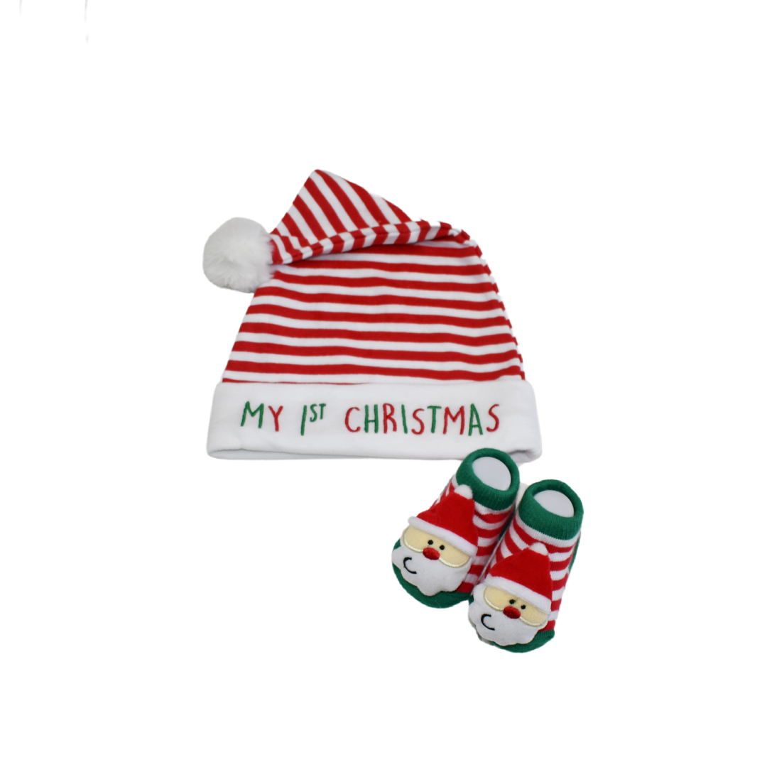 My First Christmas Hat and Booties Set Junie Grace