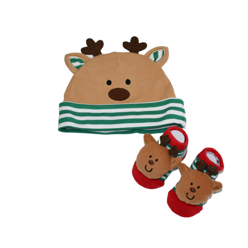 Baby Reindeer Hat and Booties Set
