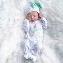 Baby Girl Personalized Outfit- Coral & Bright Mint