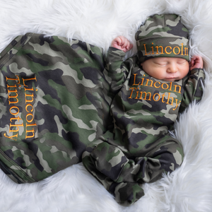 3 Piece Baby Boy Gift Set with Blanket Camo Junie Grace