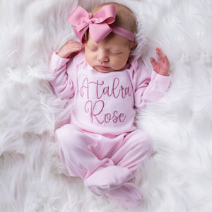 0-3M PINK CONVERTIBLE FOOTED ROMPER OVER- STOCK SALE! 2 NAMES