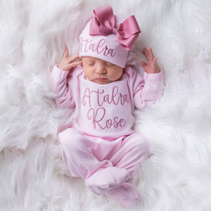 Personalized Baby Girl Outfit - Pink and Mauve