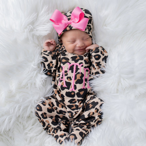 Personalized Baby Girl Leopard Print Outfit