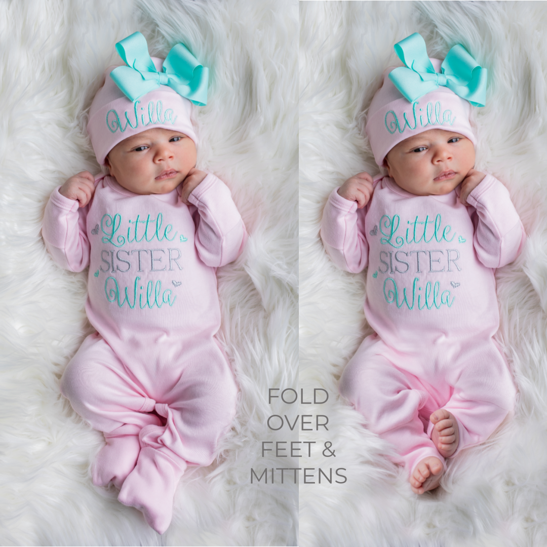 Personalized Baby Girl Outfit Little Sister Junie Grace
