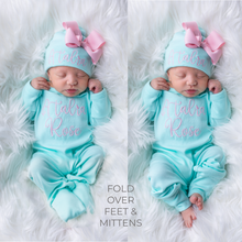 Personalized Baby Girl Outfit - Mint and Pink
