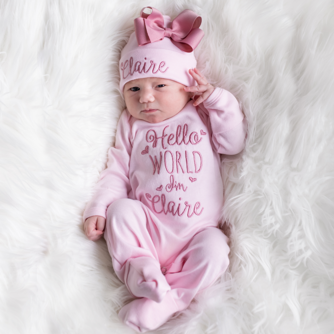 Hello world baby girl outfit online