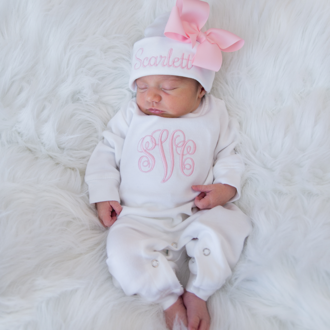 Baby Girl Personalized Romper with Name and Monogram