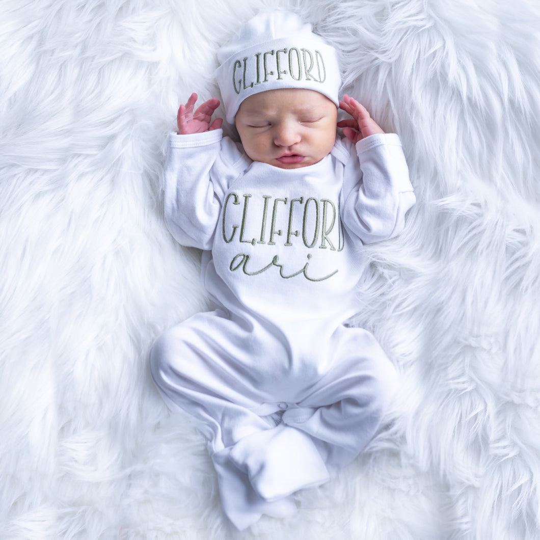 Personalized Baby Boy Outfit-White