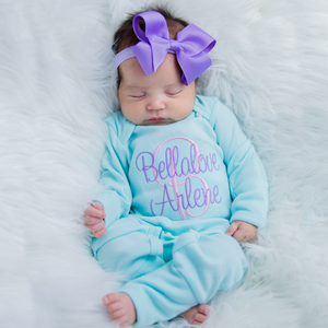 Baby Girl Personalized Outfit W/ Headband - Mint