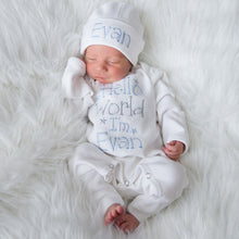 Personalized Baby Boy Romper Set with Matching Hat