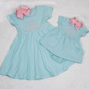 Big Sister Little Sister Matching Dresses - Aqua