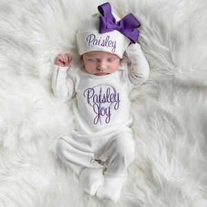 Baby Girl Personalized Outfit - Lavender & Royal Purple