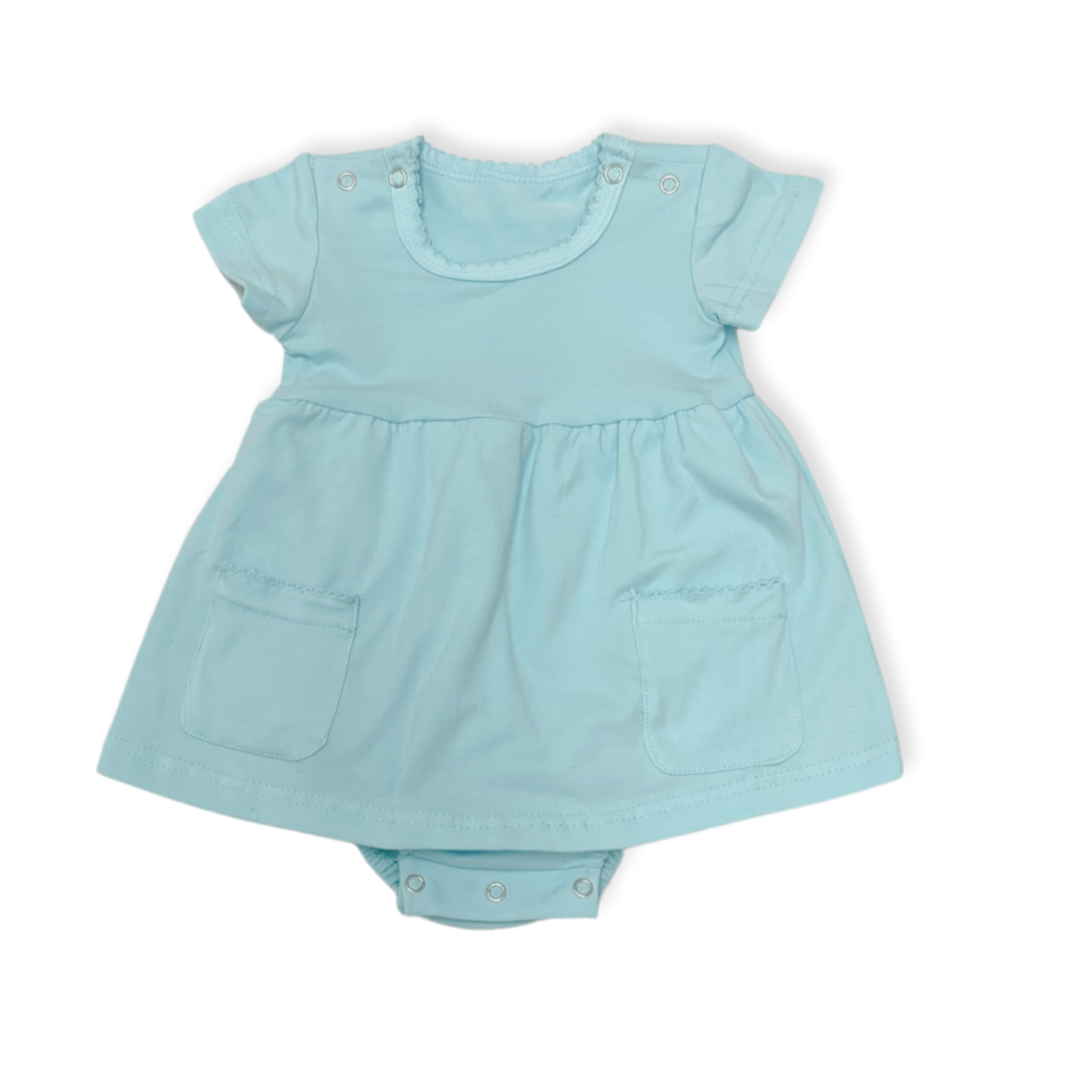 Monogrammed Baby Girl Dress - Aqua Junie Grace Monogrammed Baby Girl Dress - Aqua Junie Grace