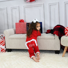 Personalized Girls Christmas Pajamas- Red Faux Butt Flap