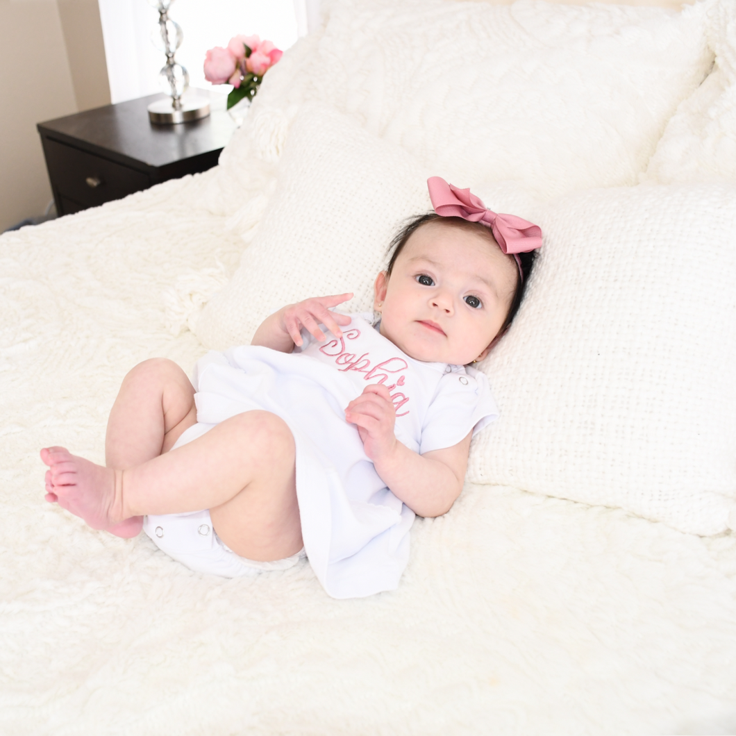Personalized Baby Girl Dress - White Personalized Baby Girl Dress - White