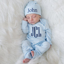Personalized Newborn Boy Outfit - Light Blue and Navy