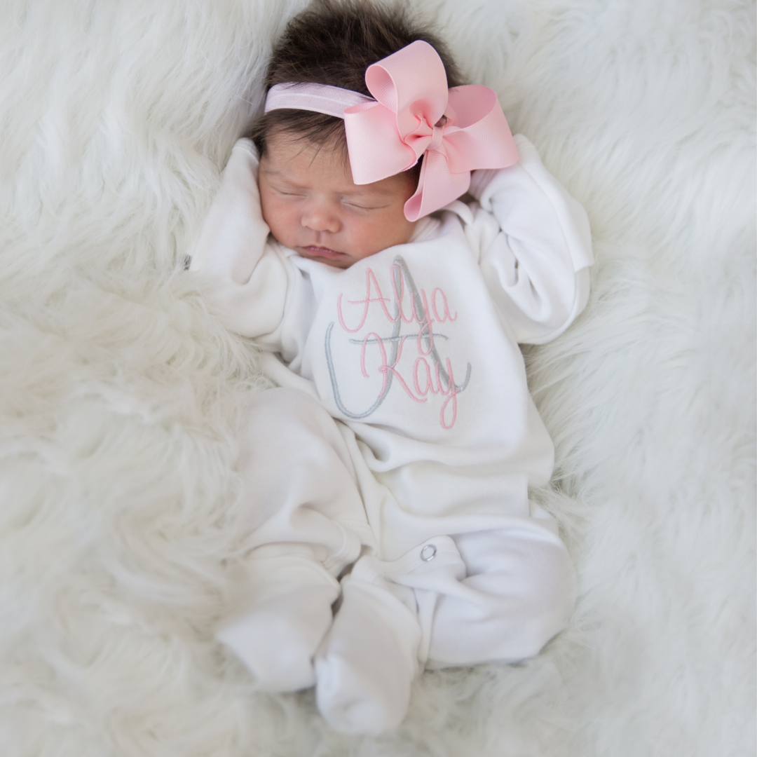 Personalized Baby Girl Coming Home Outfit W Headband Junie Grace