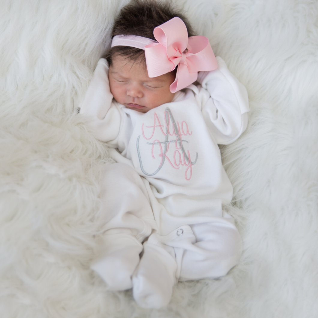 Personalized Baby Girl Coming Home Outfit W/Headband