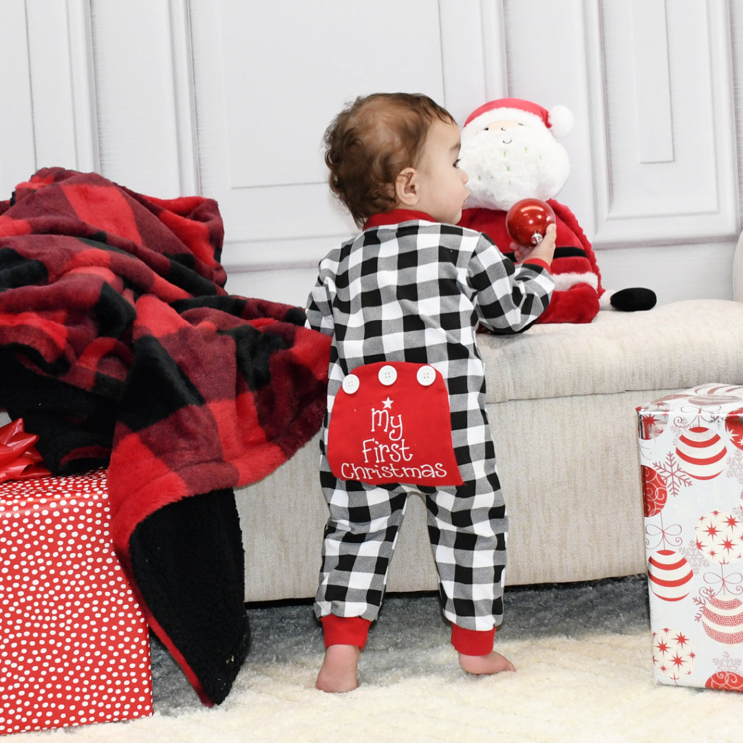 My First Christmas Pajamas Buffalo Plaid Junie Grace