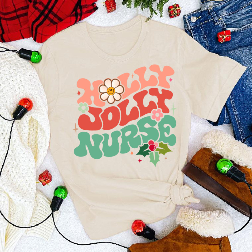 Holly Jolly Nurse  - Women's Christmas T Shirt
