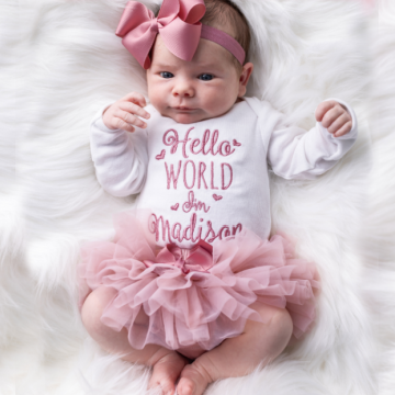 Personalized Baby Girl Mauve Hello World  Tutu Set