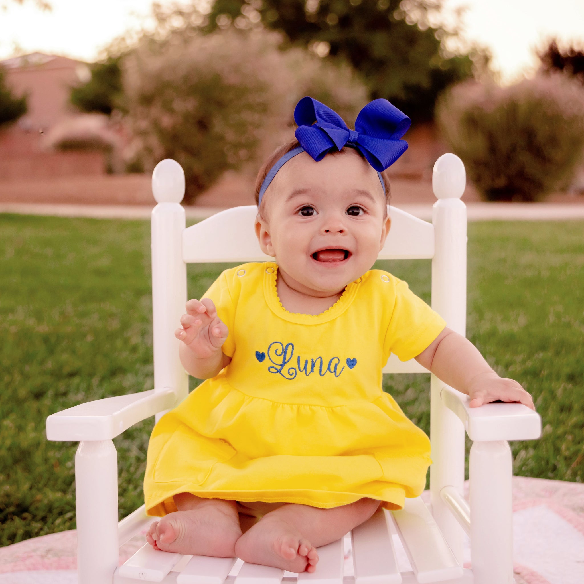 yellow infant dress 6/9 Months 1st Birthday Dress Anitas Yellow Floral Mommy &