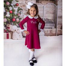 Personalized Girls Christmas Dress- Maroon