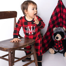 Boy's Red and Black Buffalo Plaid Personalized Christmas Pajamas