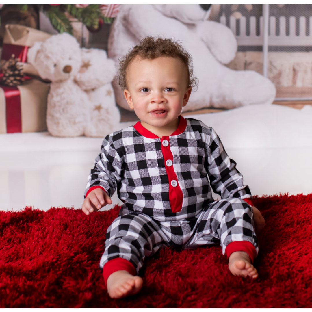 Boys red buffalo plaid pajamas sale