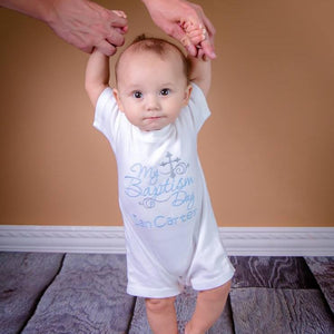 Baptism or Christening Dedication Embroidered Romper