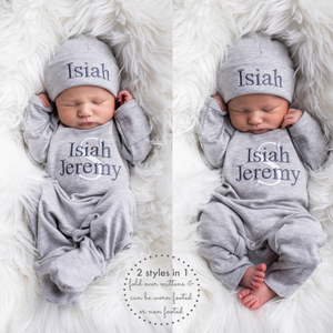 Newborn Baby Boy Coming Home Outfit Gray W Dark Gray Junie Grace