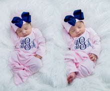 Newborn Girl Monogrammed Outfit  Pink and Navy