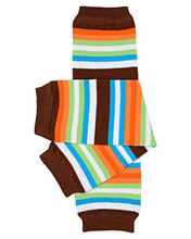 Brown and Blue Multi Stripe Baby Leg Warmers