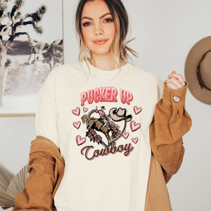 Women's Valentine's Day T Shirt- Pucker Up Cowboy