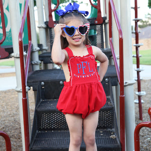 Girl Monogrammed  4th of July Bubble Romper