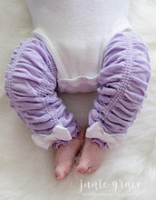 lavender scrunch leggings with white bows