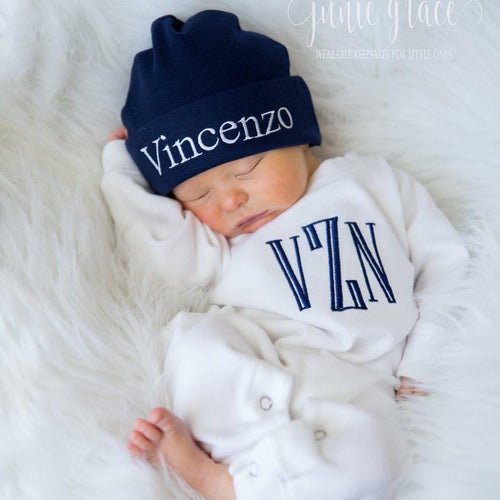 Newborn Boy Coming Home Outfit with Monogram