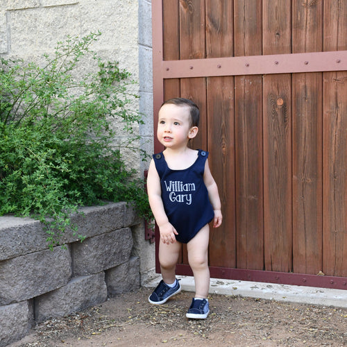 Monogrammed Baby Boy Summer Outfit- Navy