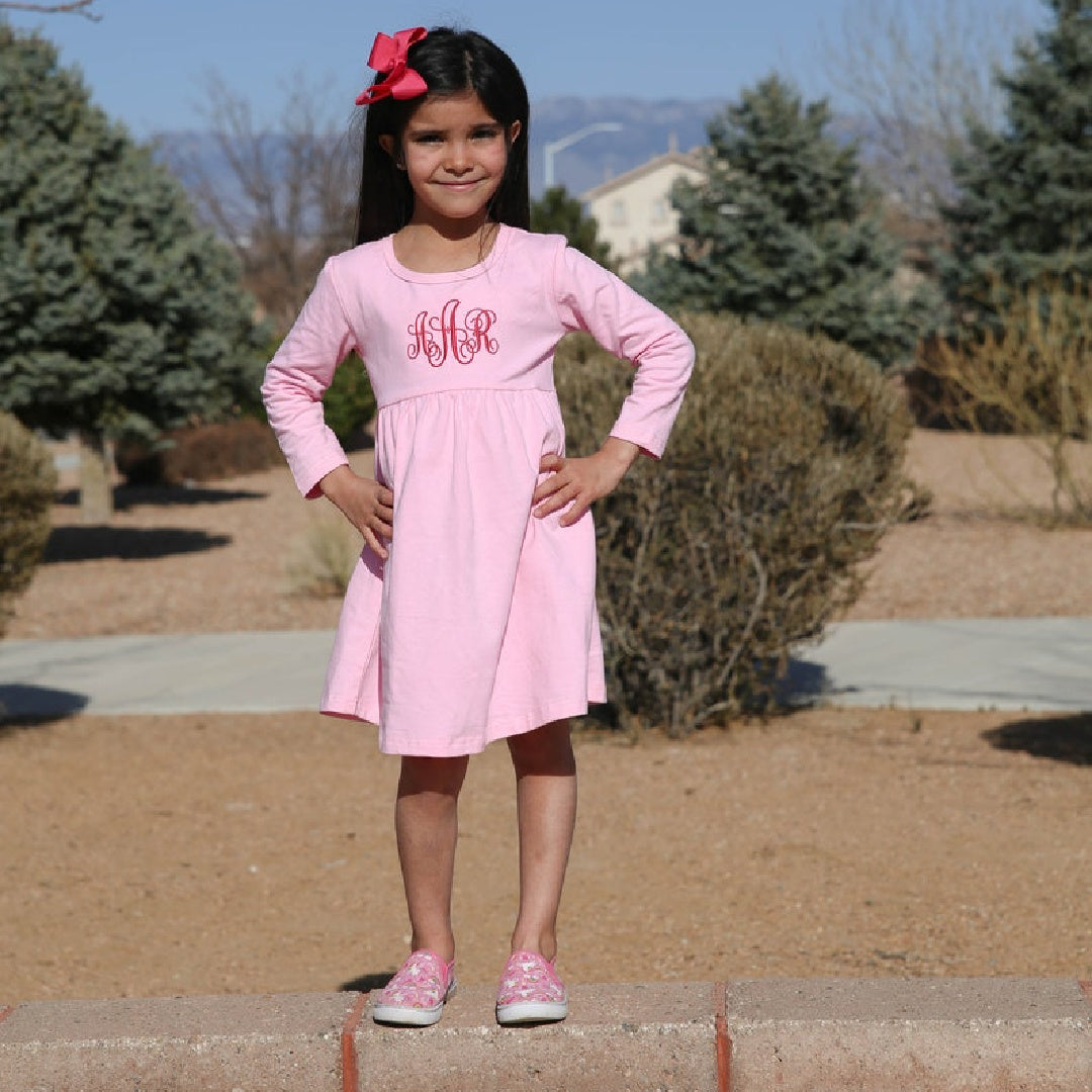pink girls dress Girls Personalized Monogrammed Pink Dress