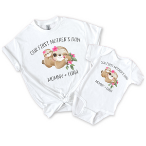 First Mother's Day  Matching Mommy and Me Shirts  Sloths