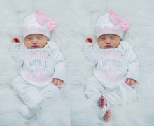 Personalized Hello World Romper and Matching Hat